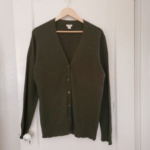 J.Crew Fine Cotton/Wool Cardigan, Green